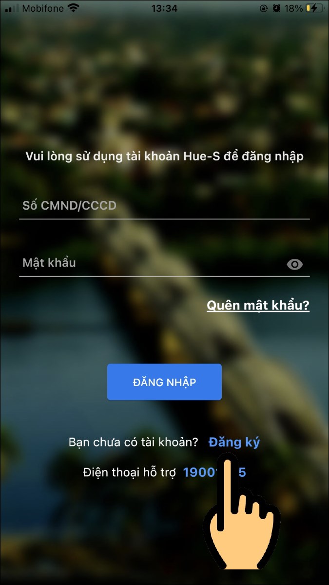 Nhấn vào mục Đăng ký Nhấn vào mục Đăng ký