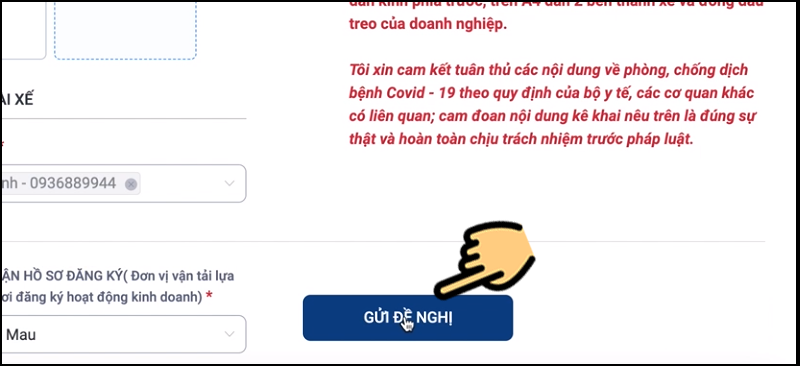Cuối cùng nhấn mục Gửi đề nghị l Cuối cùng nhấn mục Gửi đề nghị l