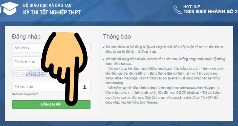 Nhập số CMND, Mã đăng nhập, Mã xác nhận và nhấn nút Đăng nhập Nhập số CMND, Mã đăng nhập, Mã xác nhận và nhấn nút Đăng nhập