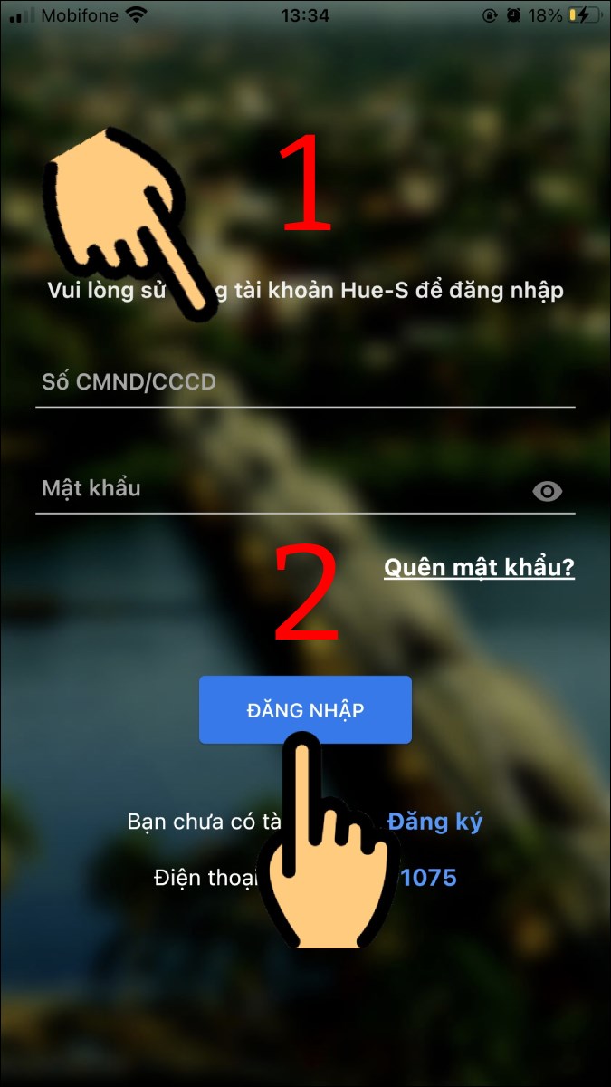 Nhập Số CMND/CCCD, Mật khẩu và nhấn nút Đăng nhập Nhập Số CMND/CCCD, Mật khẩu và nhấn nút Đăng nhập