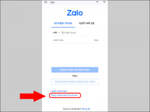 Đăng nhập Zalo bằng Facebook
