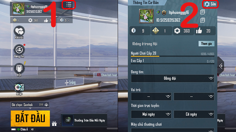 Chỉnh sửa profile trong PUBG Mobile