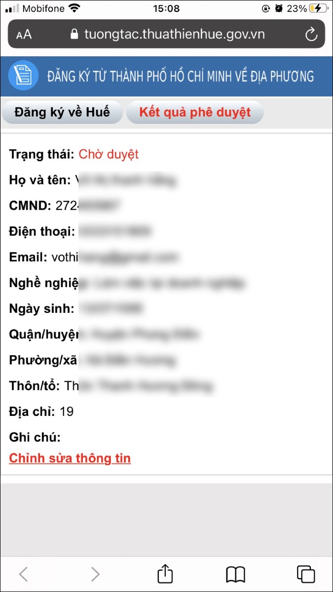 Xem kết quả phê duyệt Xem kết quả phê duyệt