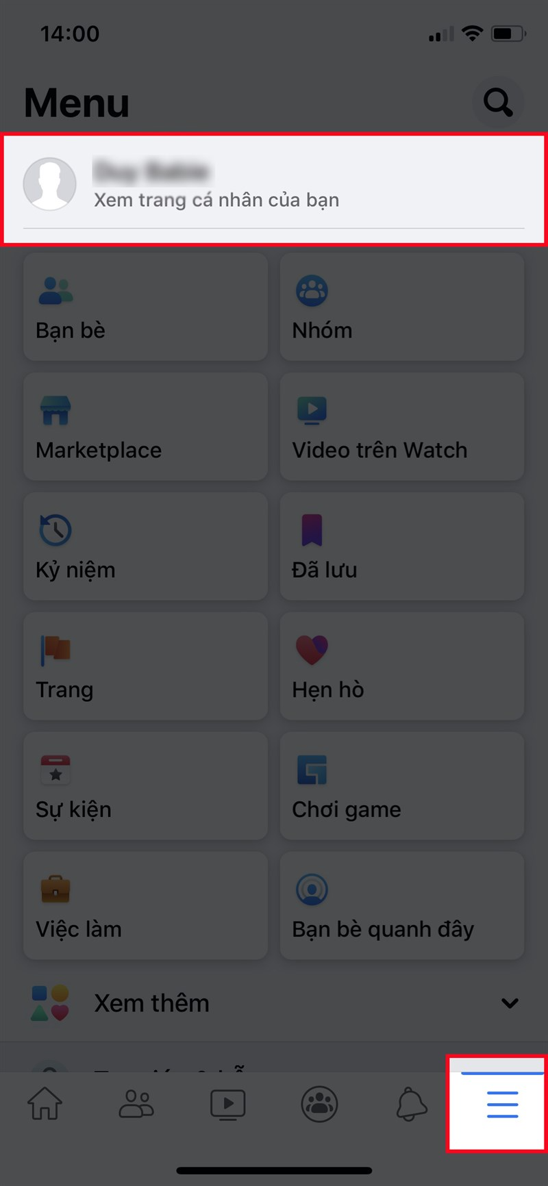 Mở ứng dụng Facebook, nhấn vào biểu tượng 3 dấu gạch > Nhấn vào trang cá nhân của bạn Mở ứng dụng Facebook, nhấn vào biểu tượng 3 dấu gạch > Nhấn vào trang cá nhân của bạn
