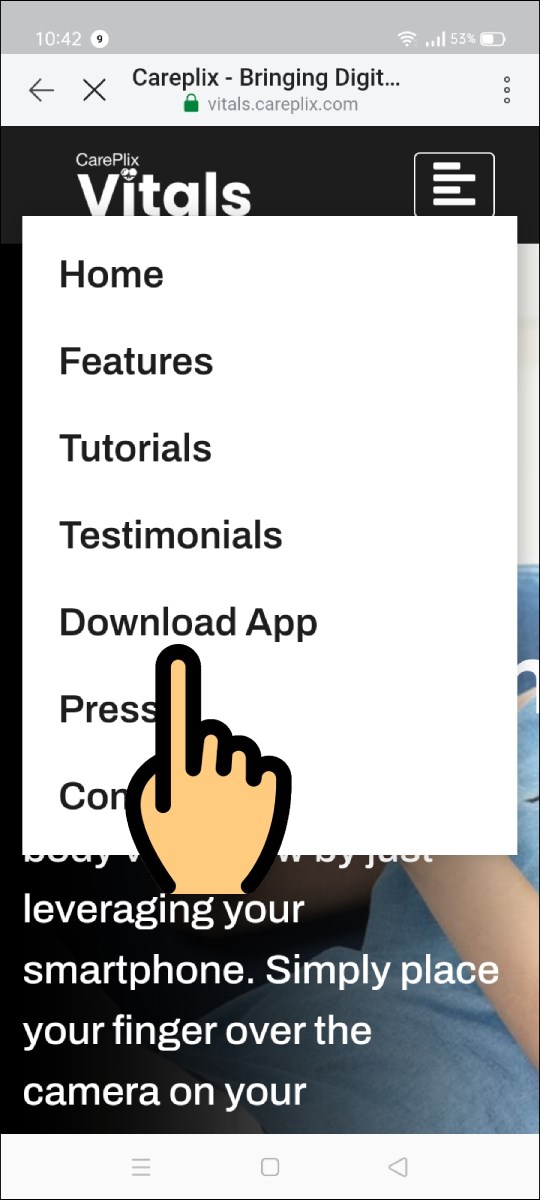 Nhấn vào biểu tượng 4 dấu gạch ngang và chọn Download App Nhấn vào biểu tượng 4 dấu gạch ngang và chọn Download App