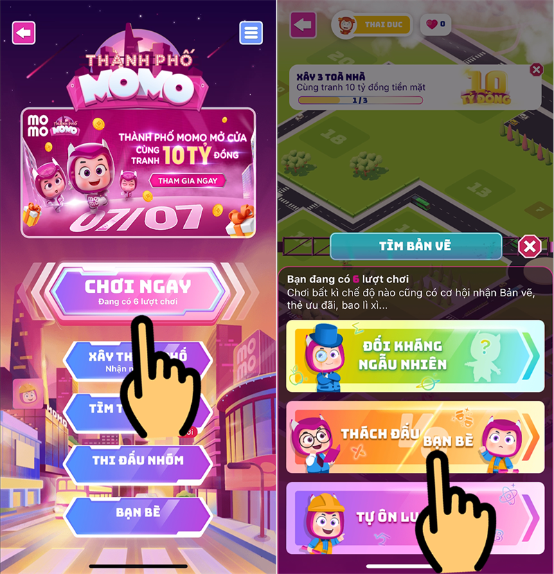 Chọn Thách đấu bạn bè Chọn Thách đấu bạn bè
