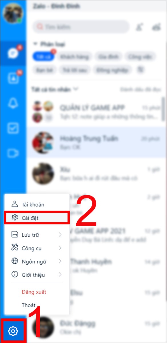 Chọn biểu tượng bánh răng cưa và sau đó chọn Cài đặt Chọn biểu tượng bánh răng cưa và sau đó chọn Cài đặt