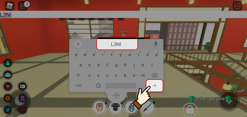 Nhập code và nhấn chọn mũi tên xanh Nhập code và nhấn chọn mũi tên xanh
