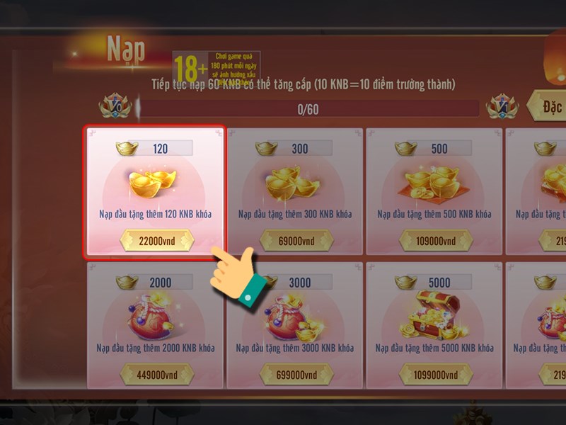 Chọn gói nạp Chọn gói nạp