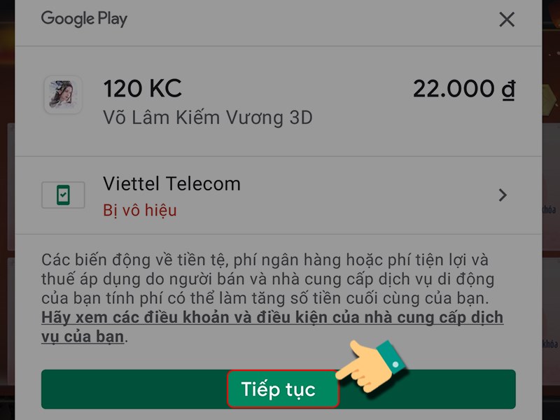 Nhấn Tiếp tục Nhấn Tiếp tục