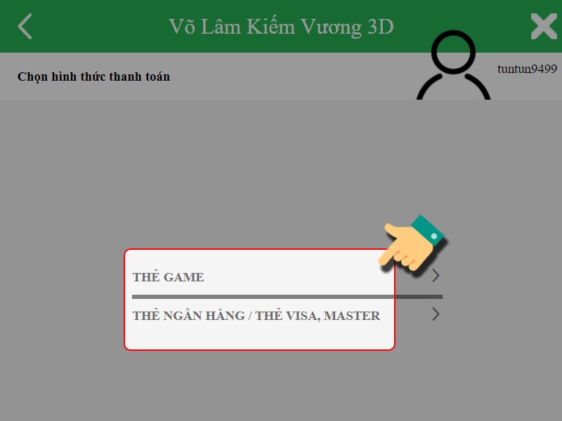 Chọn phương thức thanh toán Chọn phương thức thanh toán