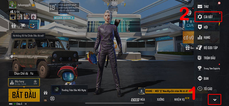 Cài đặt thông tin, kết quả trong PUBG Mobile