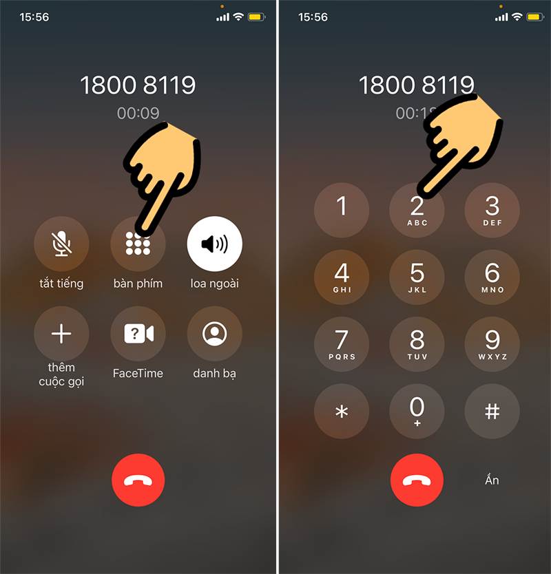 Chọn mục Bàn phím Chọn mục Bàn phím