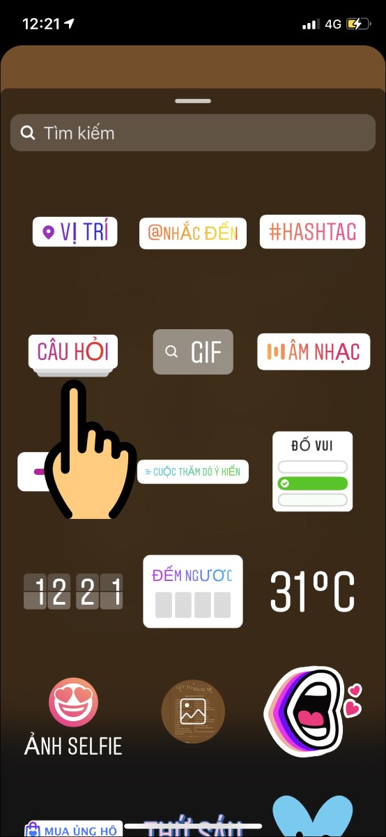 Nhấn vào mục Câu hỏi Nhấn vào mục Câu hỏi