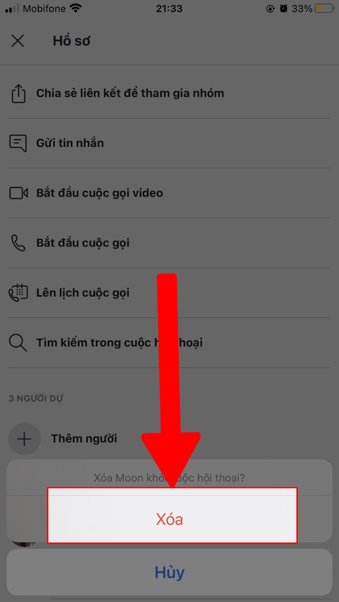 Nhấn nút Xóa Nhấn nút Xóa