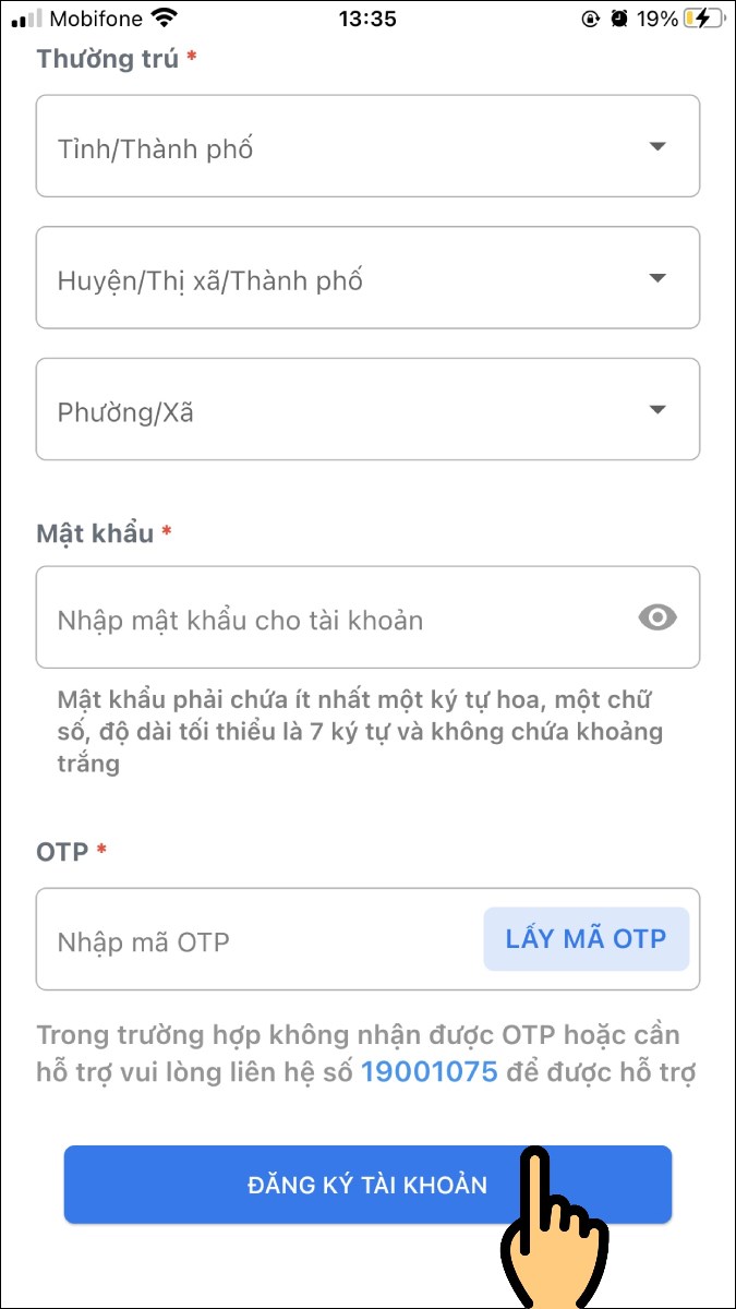 Nhấn nút Đăng ký tài khoản Nhấn nút Đăng ký tài khoản