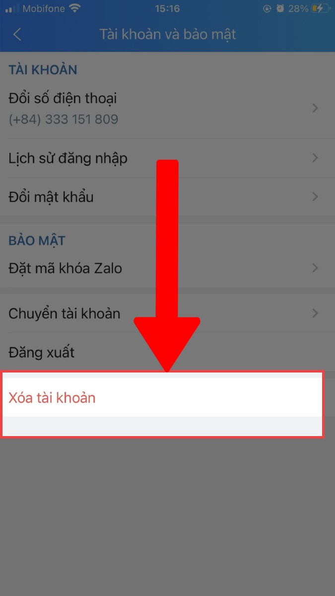 Chọn Xóa tài khoản Chọn Xóa tài khoản