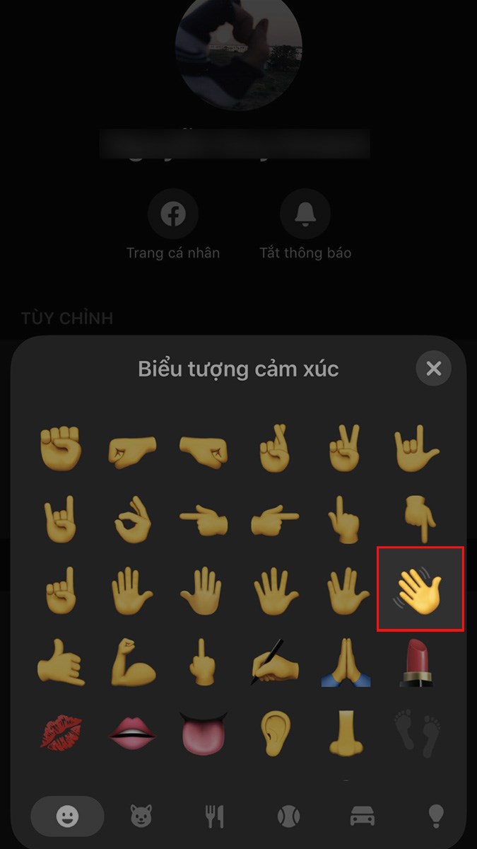 Kéo xuống chọn biểu tượng vẫy tay Kéo xuống chọn biểu tượng vẫy tay