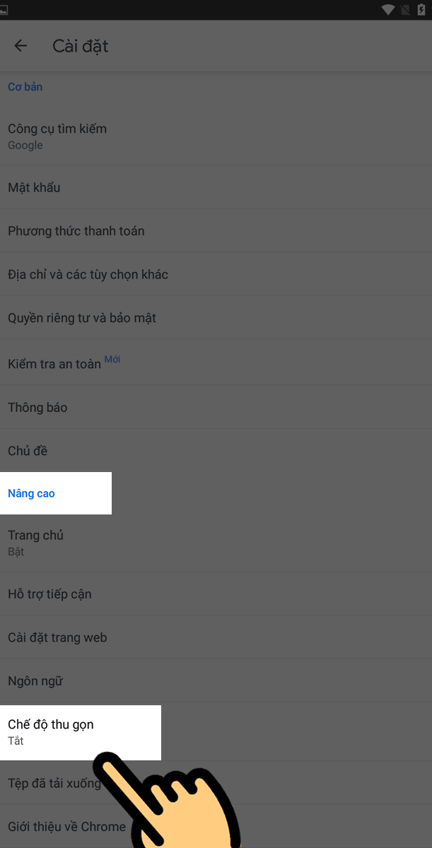 Chọn Chế độ thu gọn Chọn Chế độ thu gọn
