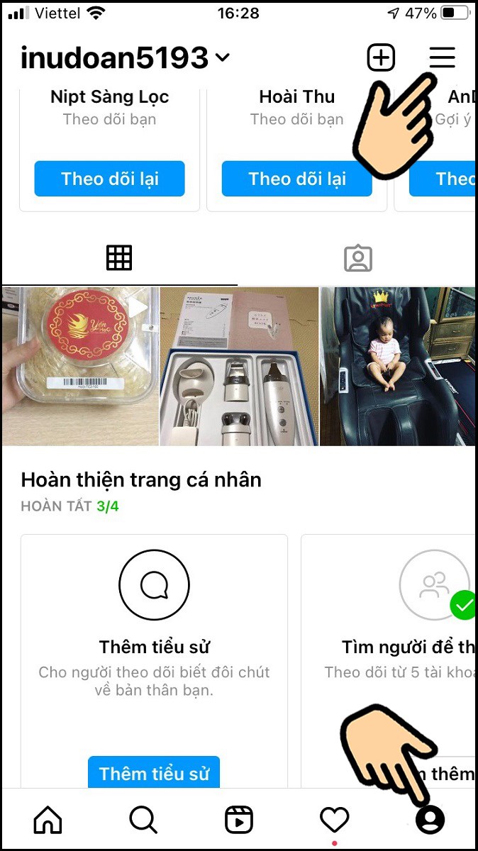 Chọn biểu tượng 3 gạch ngang Chọn biểu tượng 3 gạch ngang