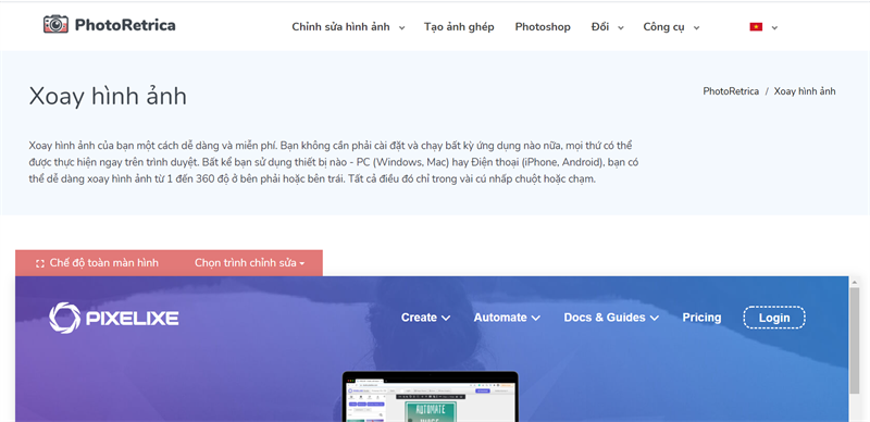 Lật ảnh bị nghiêng, ngược online, miễn phí với PhotoRetrica Lật ảnh bị nghiêng, ngược online, miễn phí với PhotoRetrica