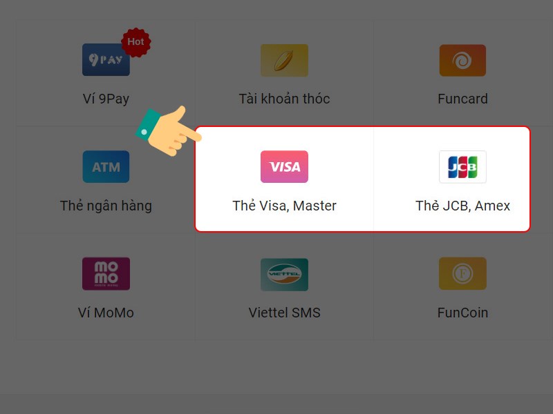Chọn phương thức thanh toán Chọn phương thức thanh toán