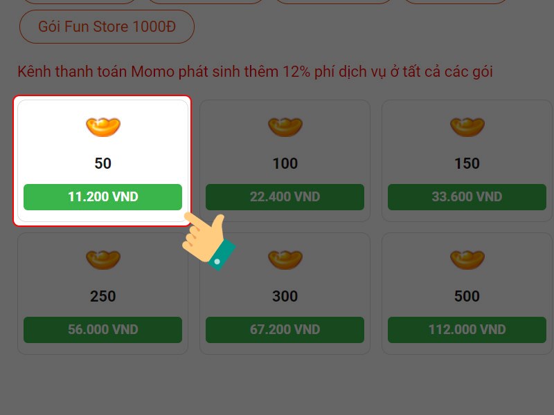 Chọn gói nap Chọn gói nạp