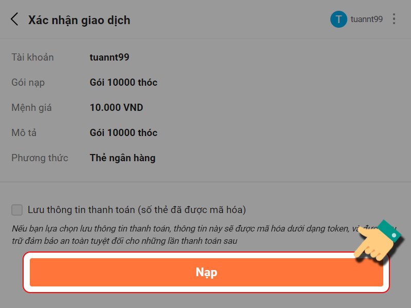 Xác nhận Nạp Xác nhận Nạp