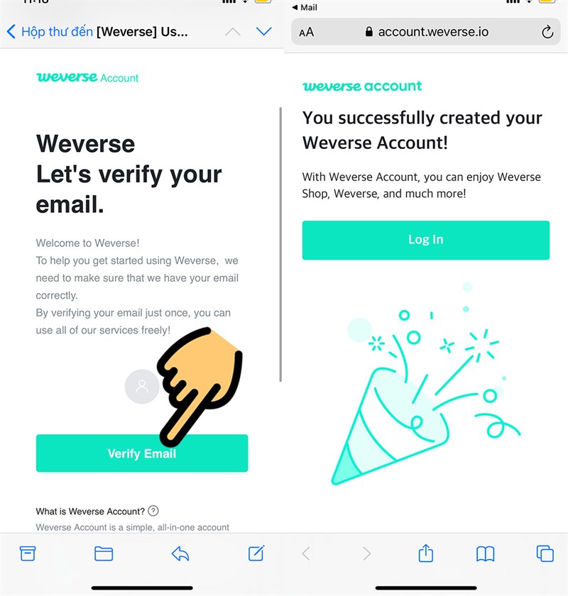 Chọn Verify Email để xác minh tài khoản Chọn Verify Email để xác minh tài khoản