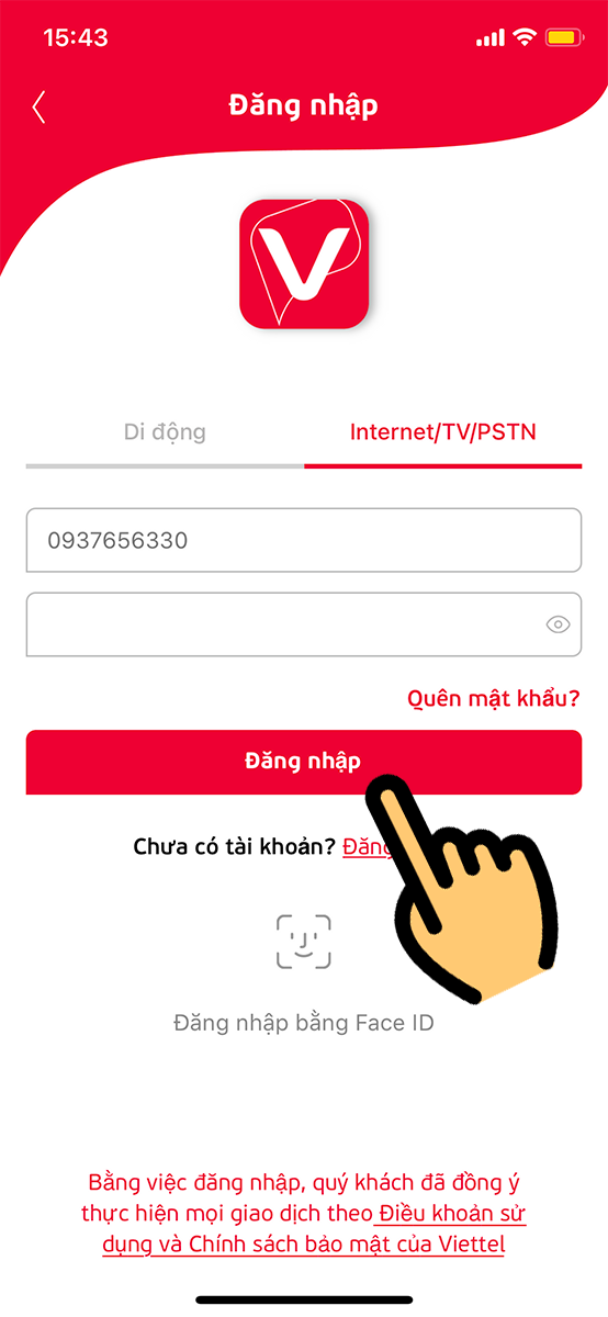 Chọn mục Internet/TV/PSTN Chọn mục Internet/TV/PSTN