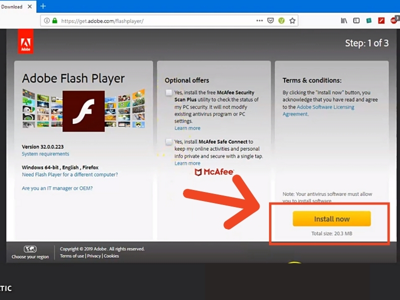 Tải phần mềm Adobe Flash Player về máy.