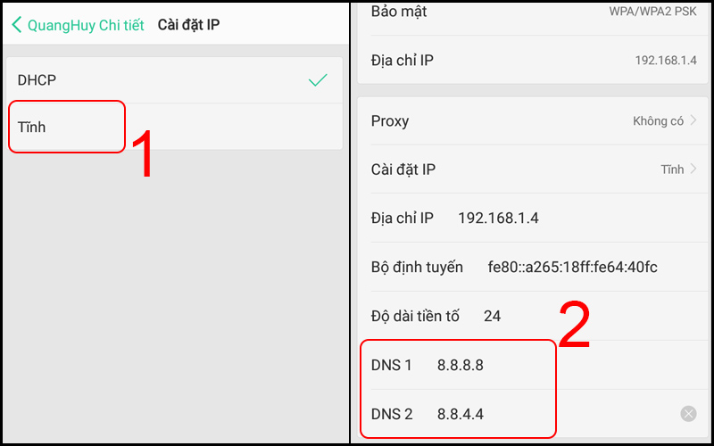 Thay đổi DNS trên Wi-Fi