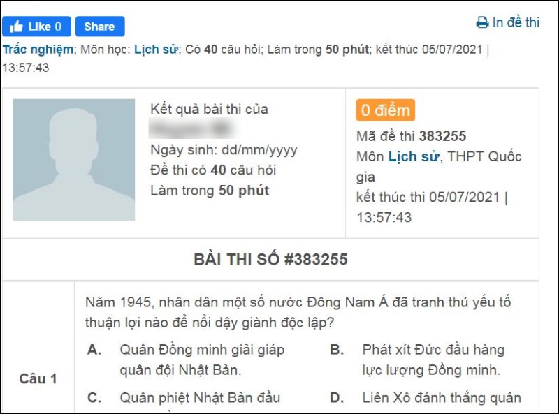 Xem kết quả thi của bạn Xem kết quả thi của bạn