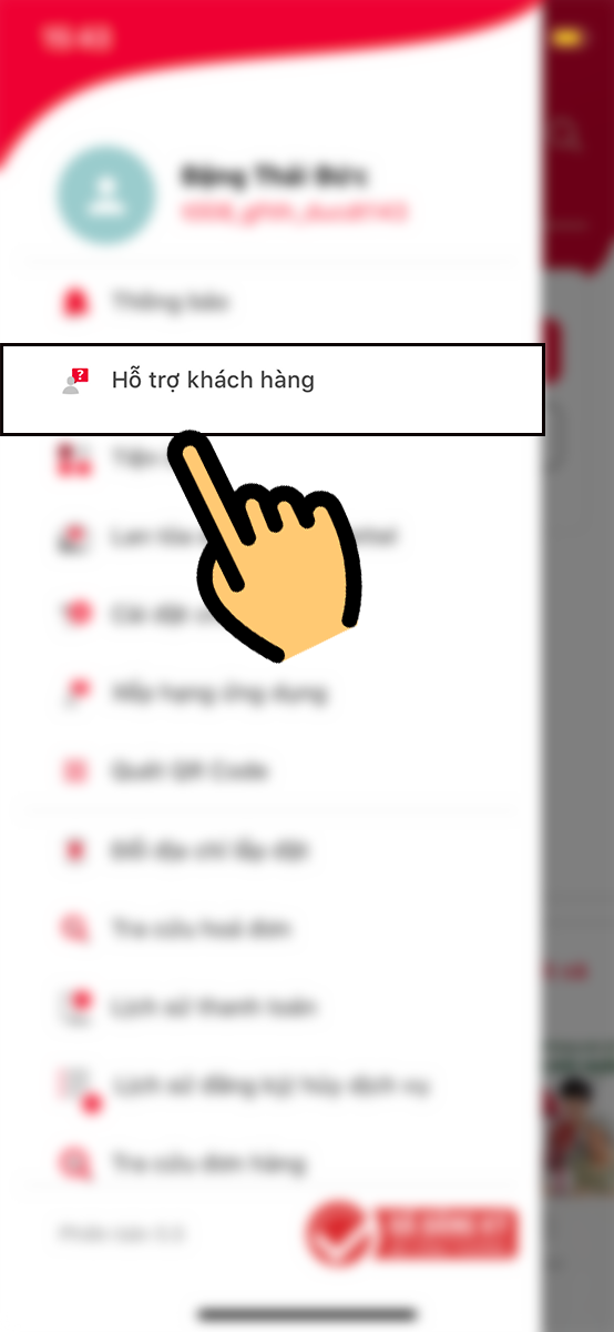 Chọn Hỗ trợ khách hàng Chọn Hỗ trợ khách hàng