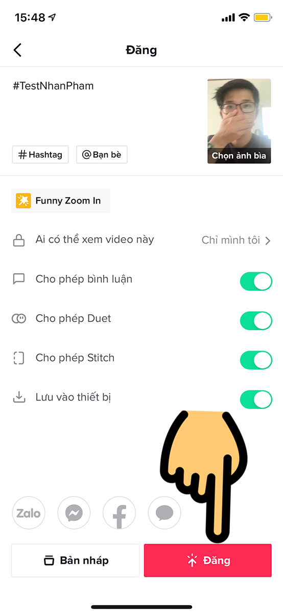 Nhấn nút Đăng để tải video lên TikTok Nhấn nút Đăng để tải video lên TikTok