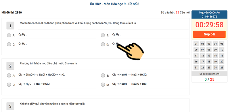 Chọn đáp án đúng cho từng câu hỏi Chọn đáp án đúng cho từng câu hỏi