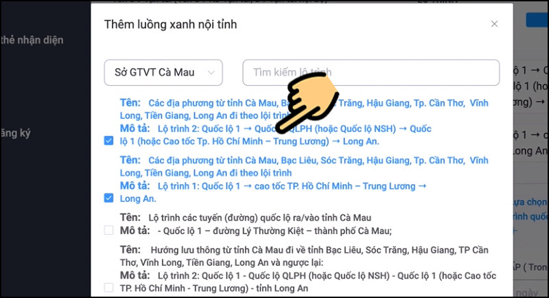 Chọn lộ trình mong muốn Chọn lộ trình mong muốn