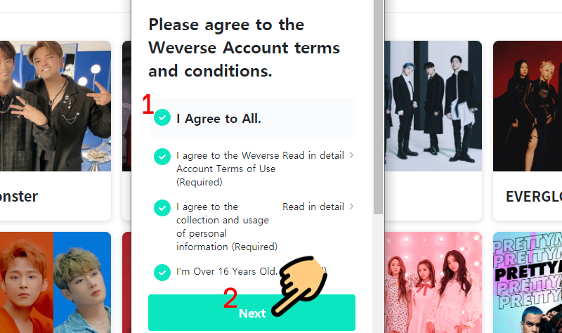 Chọn Agree to all để đồng ý với các điều khoản Chọn Agree to all để đồng ý với các điều khoản