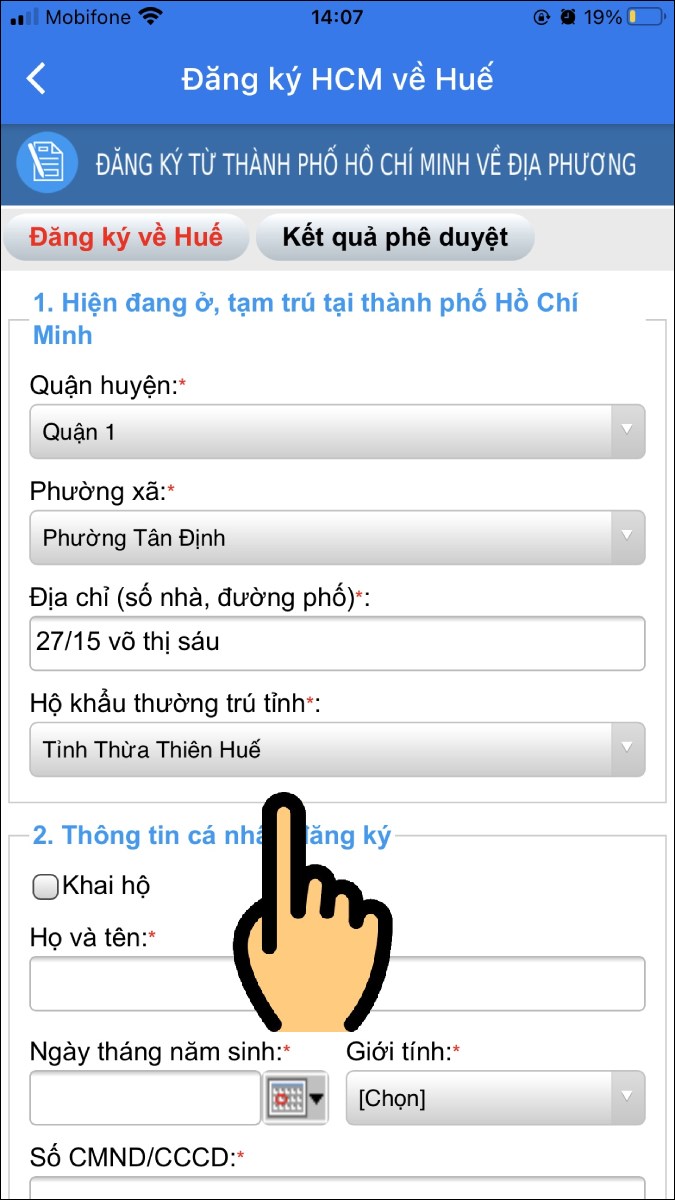 Nhập Quận huyện, Phường xã, Địa chỉ tạm trú tại TPHCM và Hộ khẩu thường trú tỉnh Nhập Quận huyện, Phường xã, Địa chỉ tạm trú tại TPHCM và Hộ khẩu thường trú tỉnh