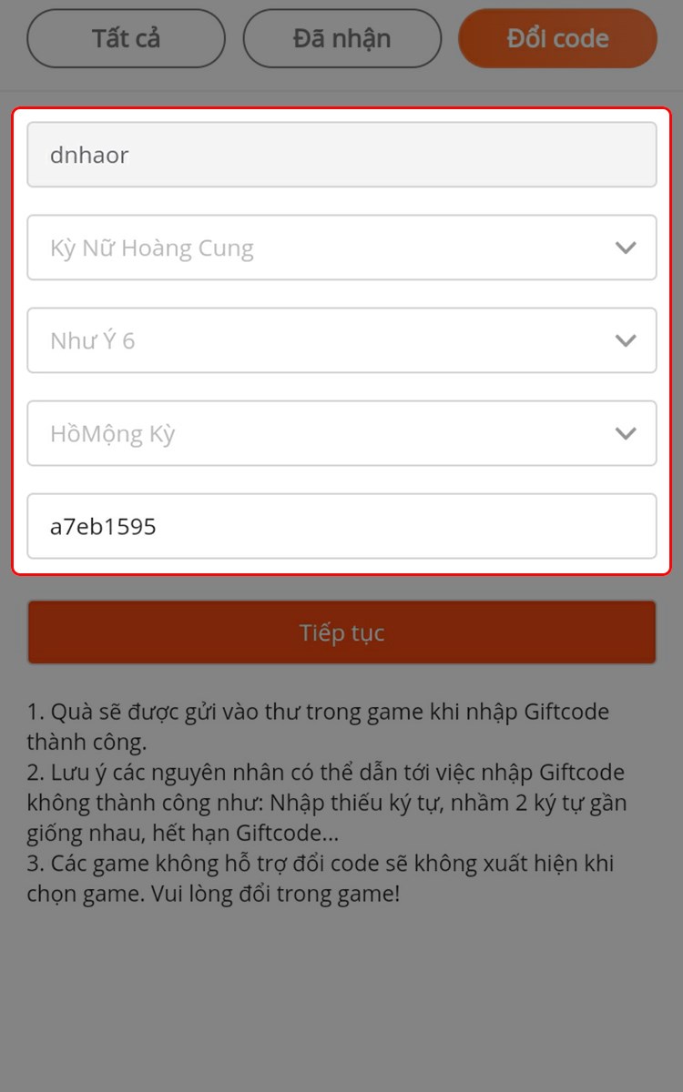 Điền thông tin Điền thông tin
