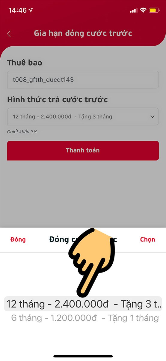 Chọn Đóng trước 12 tháng Chọn Đóng trước 12 tháng