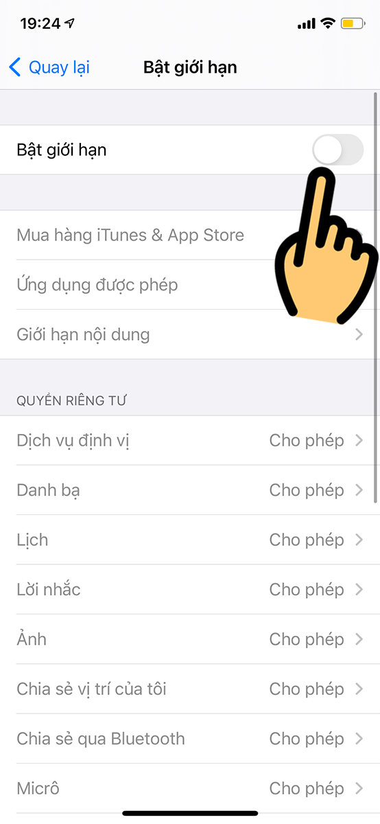 Tắt mua in-app Tắt mua in-app