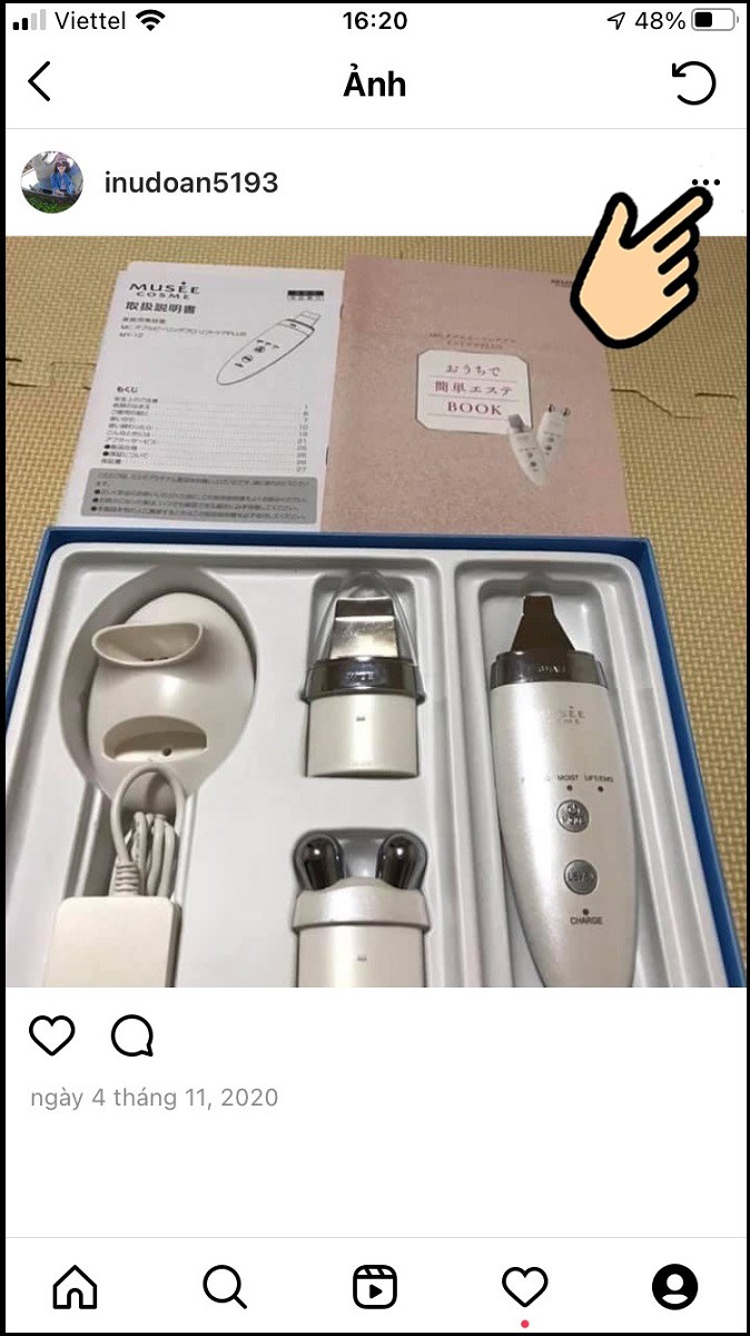 Chọn biểu tượng 3 chấm Chọn biểu tượng 3 chấm