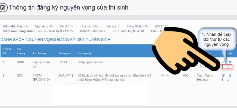 Nhấn nút mũi tên lên hoặc xuống Nhấn nút mũi tên lên hoặc xuống