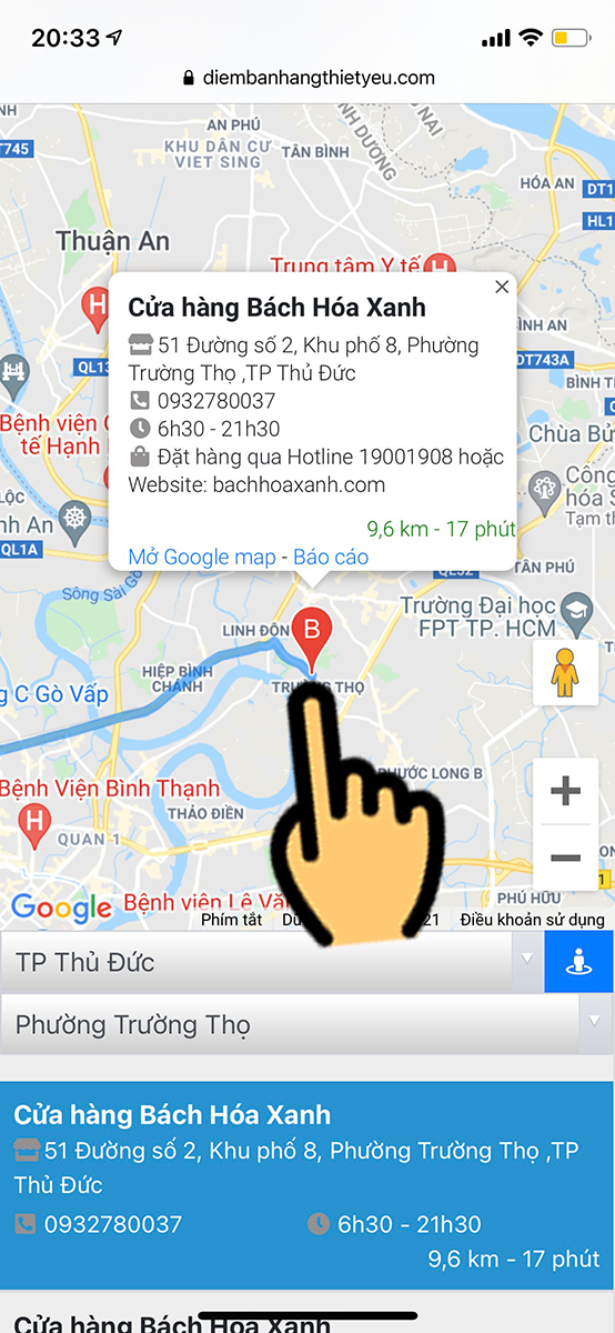 Vị trí chính xác điểm bán hàng Vị trí chính xác điểm bán hàng