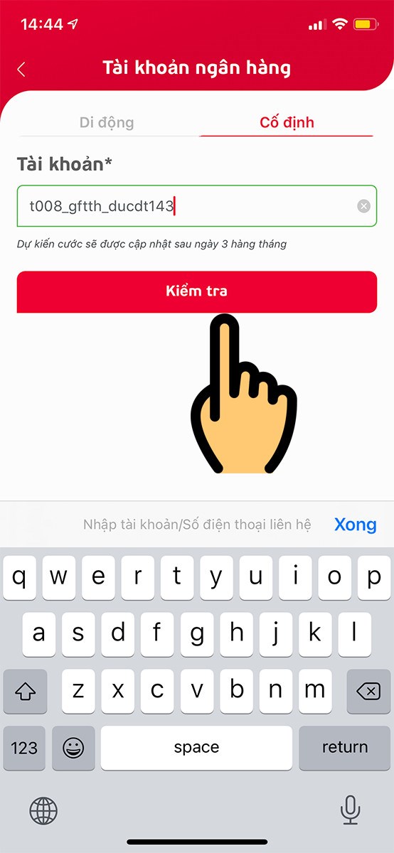 Chọn mục Kiểm tra để xem số tiền cần đóng Chọn mục Kiểm tra để xem số tiền cần đóng