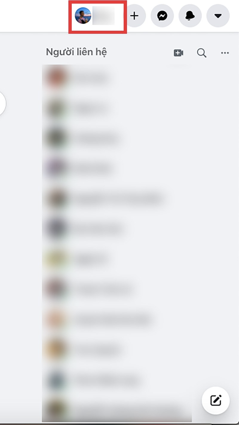 Mở Facebook trên máy tính, nhấn vào ảnh đại diện của bạn ở góc trên bên phải Mở Facebook trên máy tính, nhấn vào ảnh đại diện của bạn ở góc trên bên phải