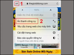 Ẩn thanh công cụ Safari