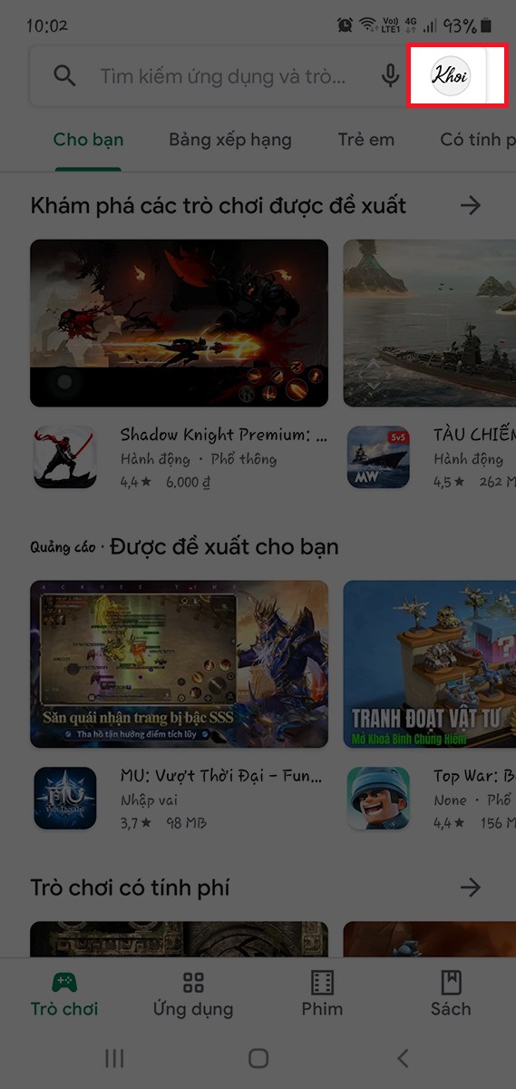 chọn biểu tượng tài khoản Google chọn biểu tượng tài khoản Google