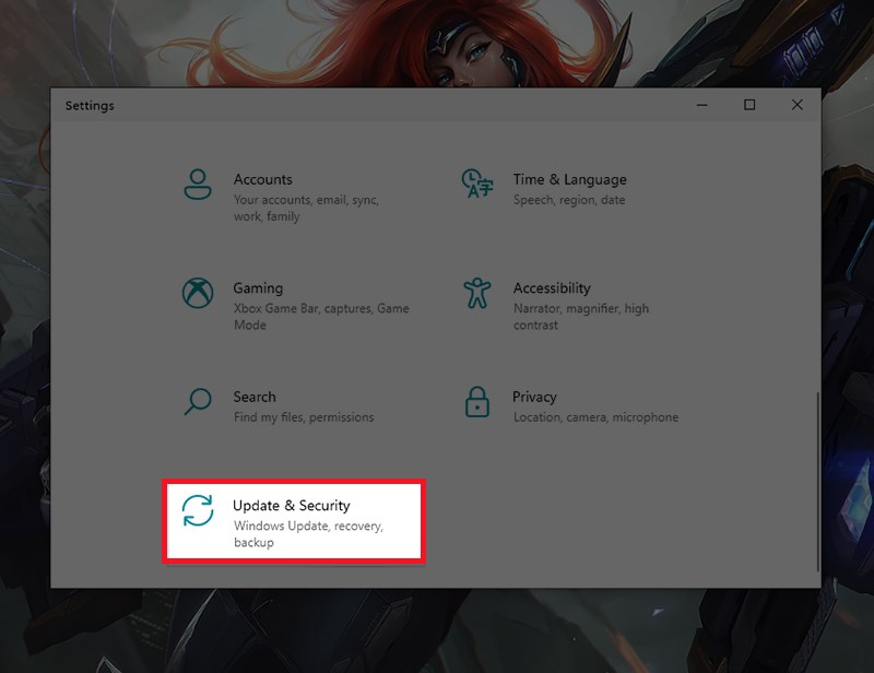 Vào Update&Security Vào Update&Security